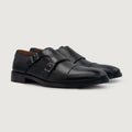 Boston Schwarze Doppel-Monkstrap Lederschuhe