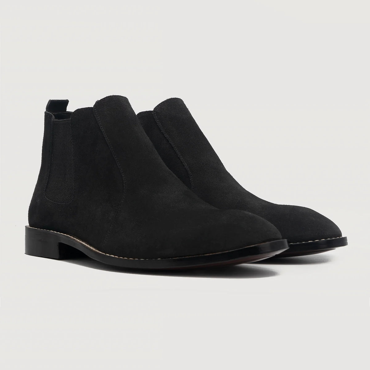 Clarkson Chelsea Schwarz Suede Lederstiefel für Herren For Men in Black Goatskin Suede - Seitenansicht | Online Kaufen
