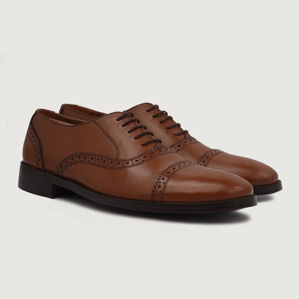 Grauson Brogues Oxford Hellbraun Lederschuhe für Herren For Men in Tan Full-Grain Leather - Seitenansicht | Online Kaufen