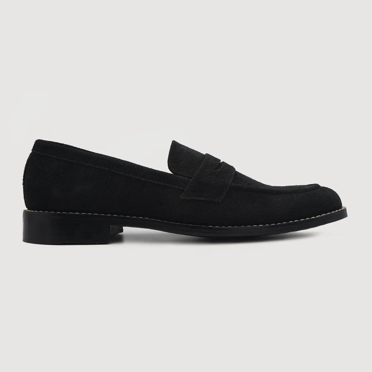 Black Goatskin Suede Leather Loafers - Rahmengenähte Goodyear-Welt-Konstruktion & vordere Zehenkappe