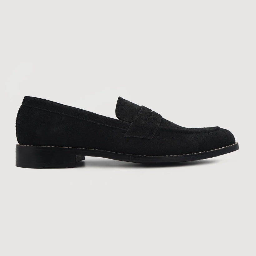 Baxton Schwarz Suede Leather Loafers für Herren