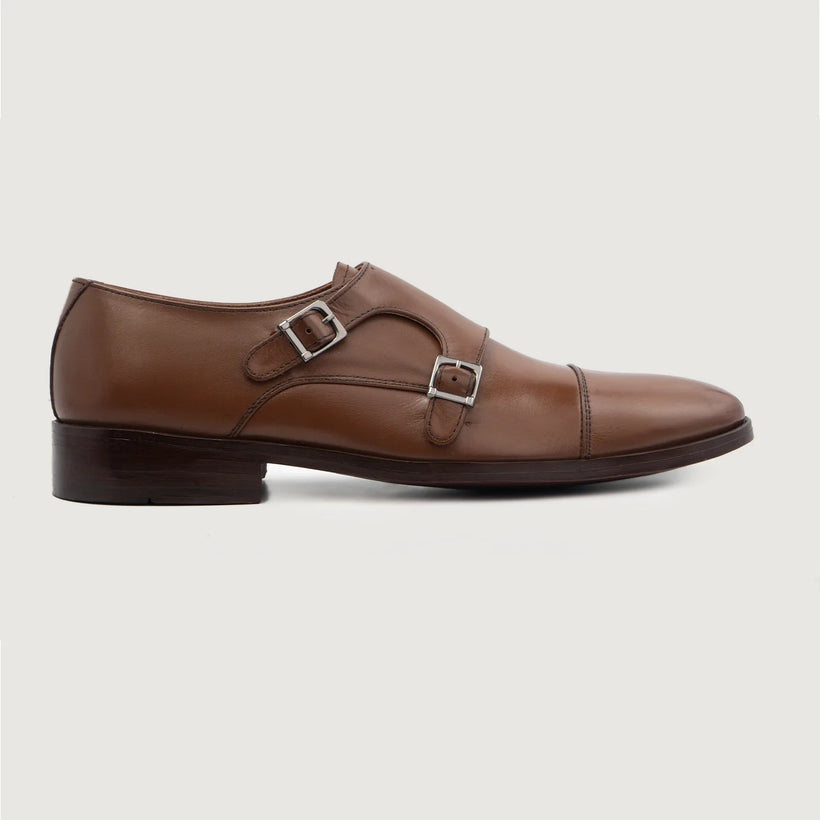Boston Double Monk Strap Braun Leather Shoes für Herren