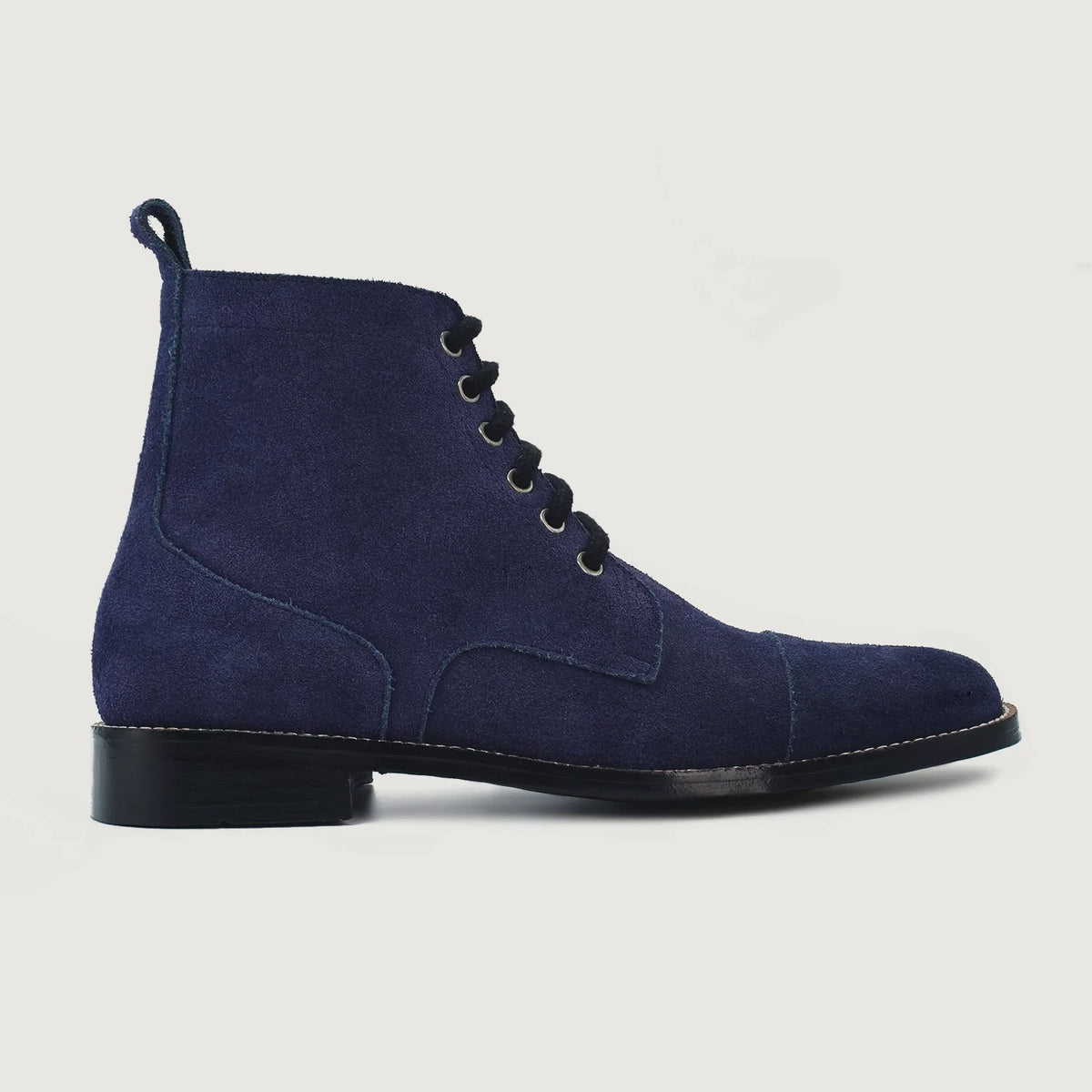 Midnight Blue Goatskin Suede Leather Boots - Rahmengenähte Goodyear-Welt-Konstruktion & vordere Zehenkappe