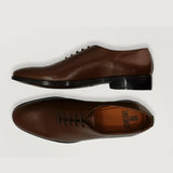 Director Wholecut Brown Leather Shoes For Men - Lateral Side Profile View Showing Sleeve Cut & Athletic Taper Fit