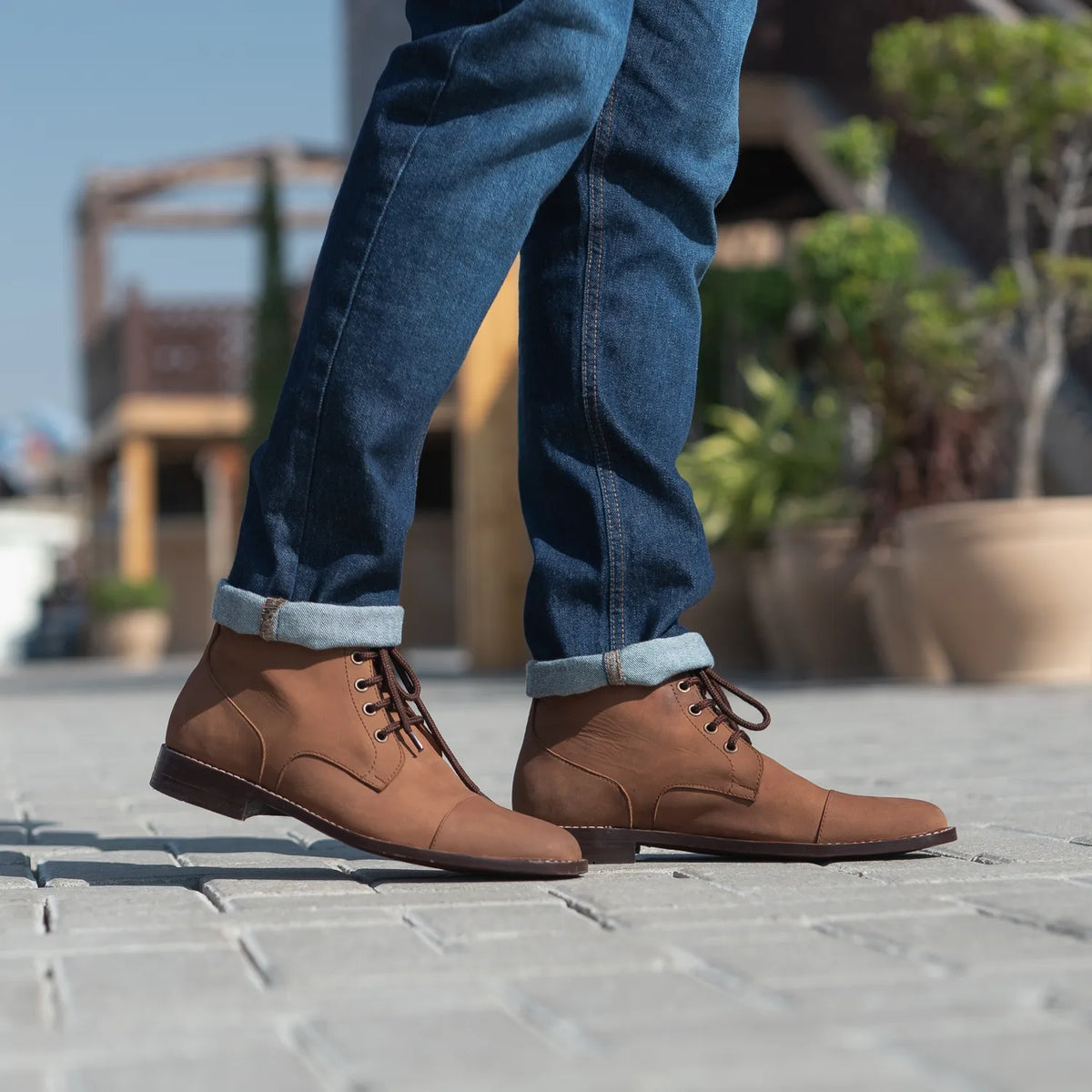 Styled On-Foot Perspective Demonstrating Ankle Fit & Silhouette on Model