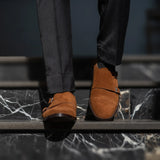 Orlaven Boston Double Monk Strap Brown Suede Leather Shoes footwear image 9