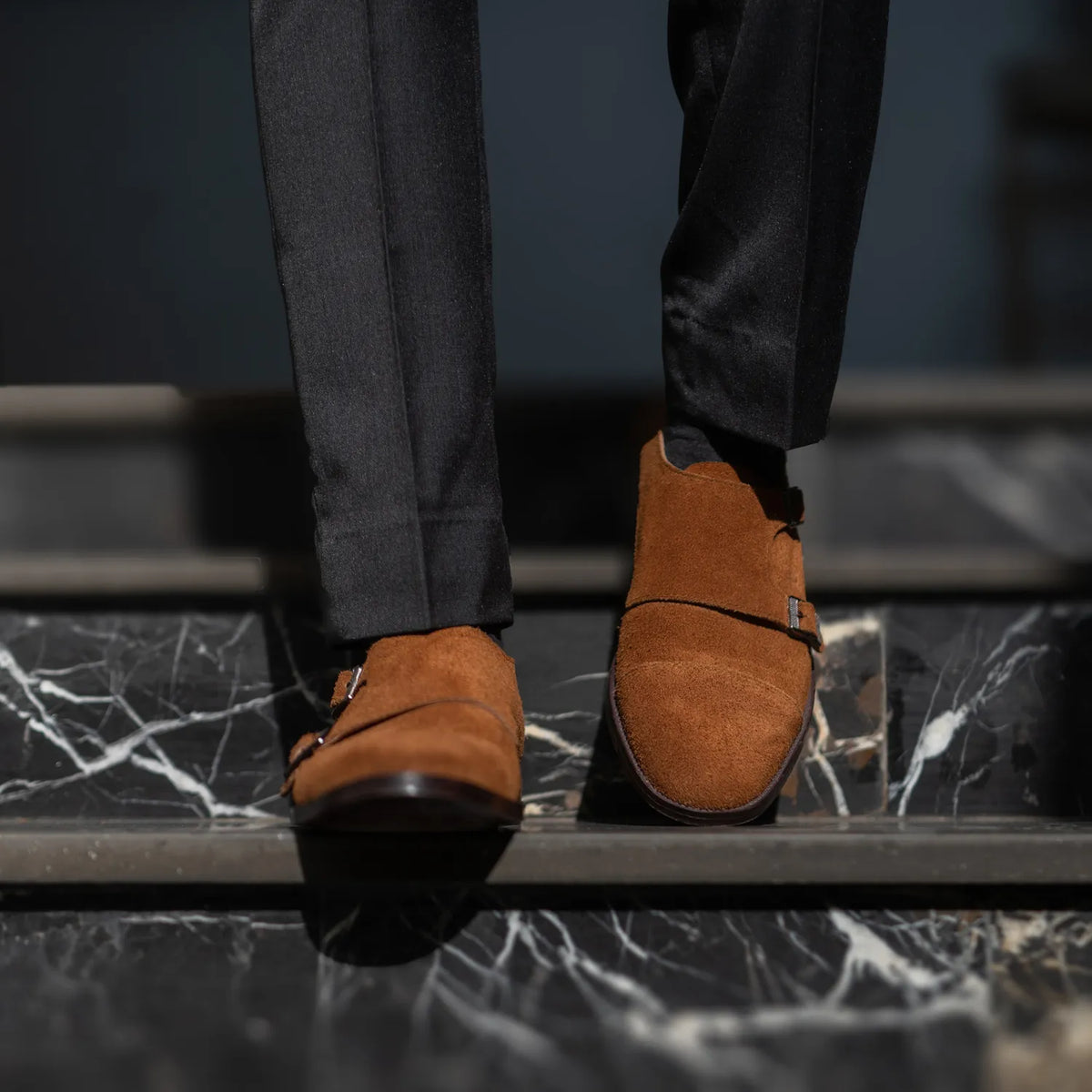 Orlaven Boston Doppel-Monkstrap Braun Suede Lederschuhe footwear image 9