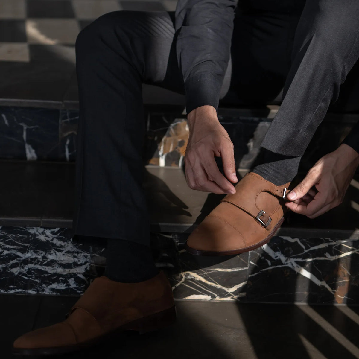 Orlaven Boston Doppel-Monkstrap Oil Pull-up Braun Lederschuhe footwear image 9