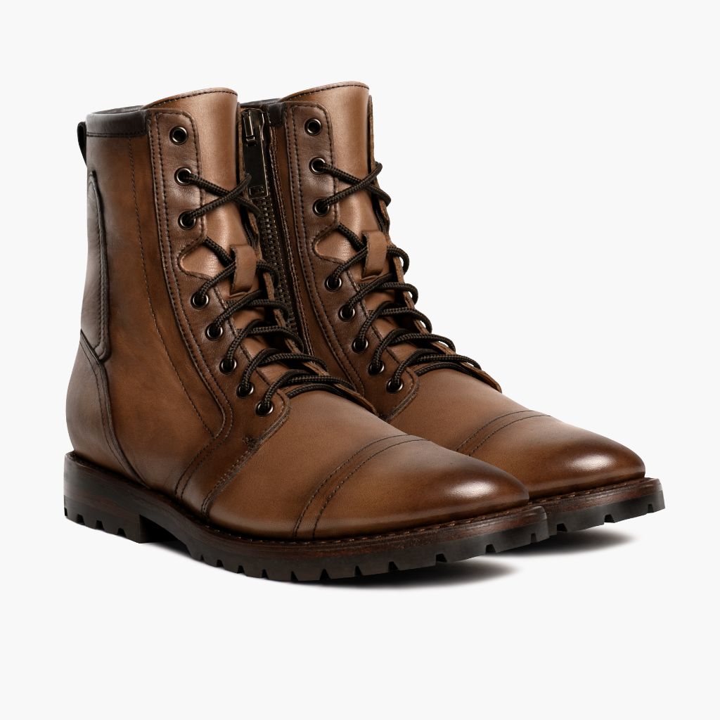 Casa Moto Bernstein-Weizen Lederstiefel für Herren in Classic Full-Grain Leather - Vorderansicht & maßgeschneiderte Silhouette | Online Kaufen