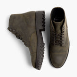 Captain StormKing® Dark Olive Matte Leather Boots - Reinforced Heel Counter & Precision Double-Row Stitching Detail