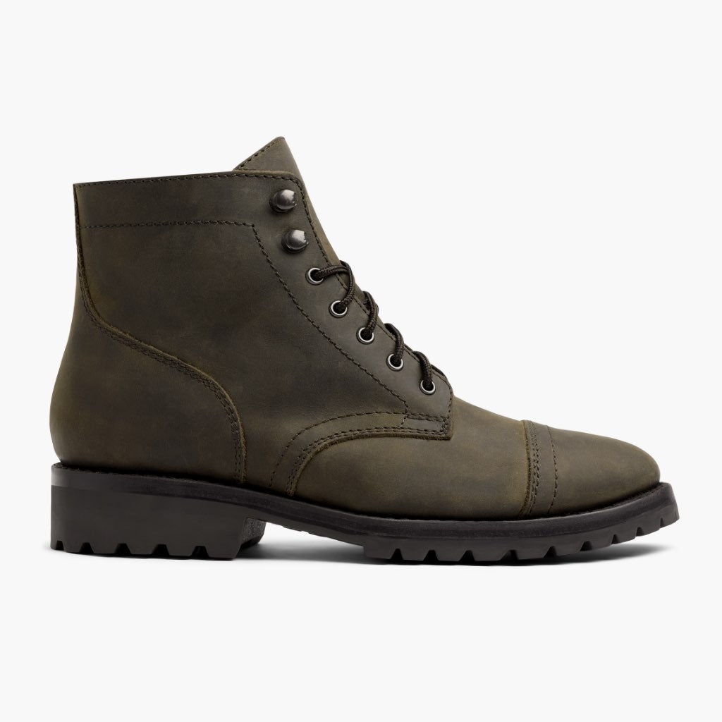 Olive Full-Grain leather Boots - Rahmengenähte Goodyear-Welt-Konstruktion & vordere Zehenkappe