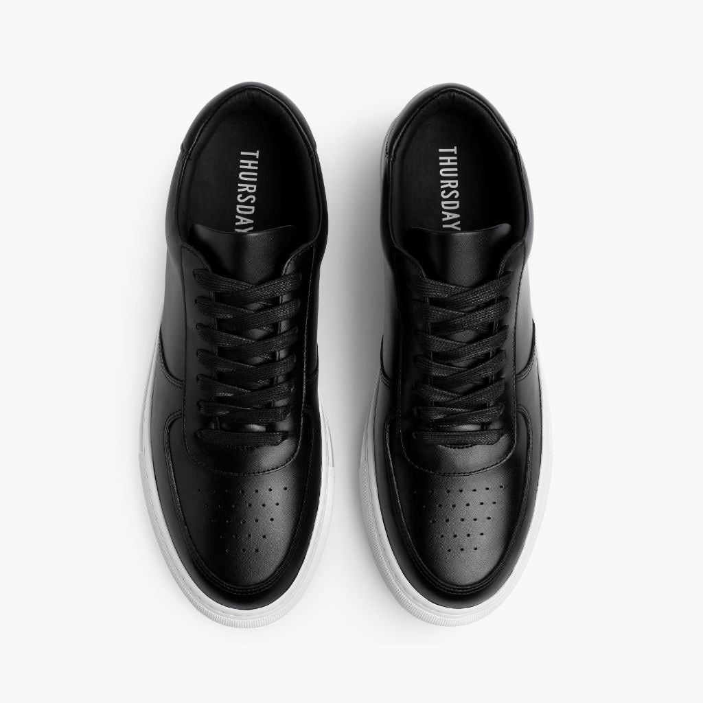 Court Black Leather Sneakers - Verstärkte Fersenkappe & präzise Doppelnaht