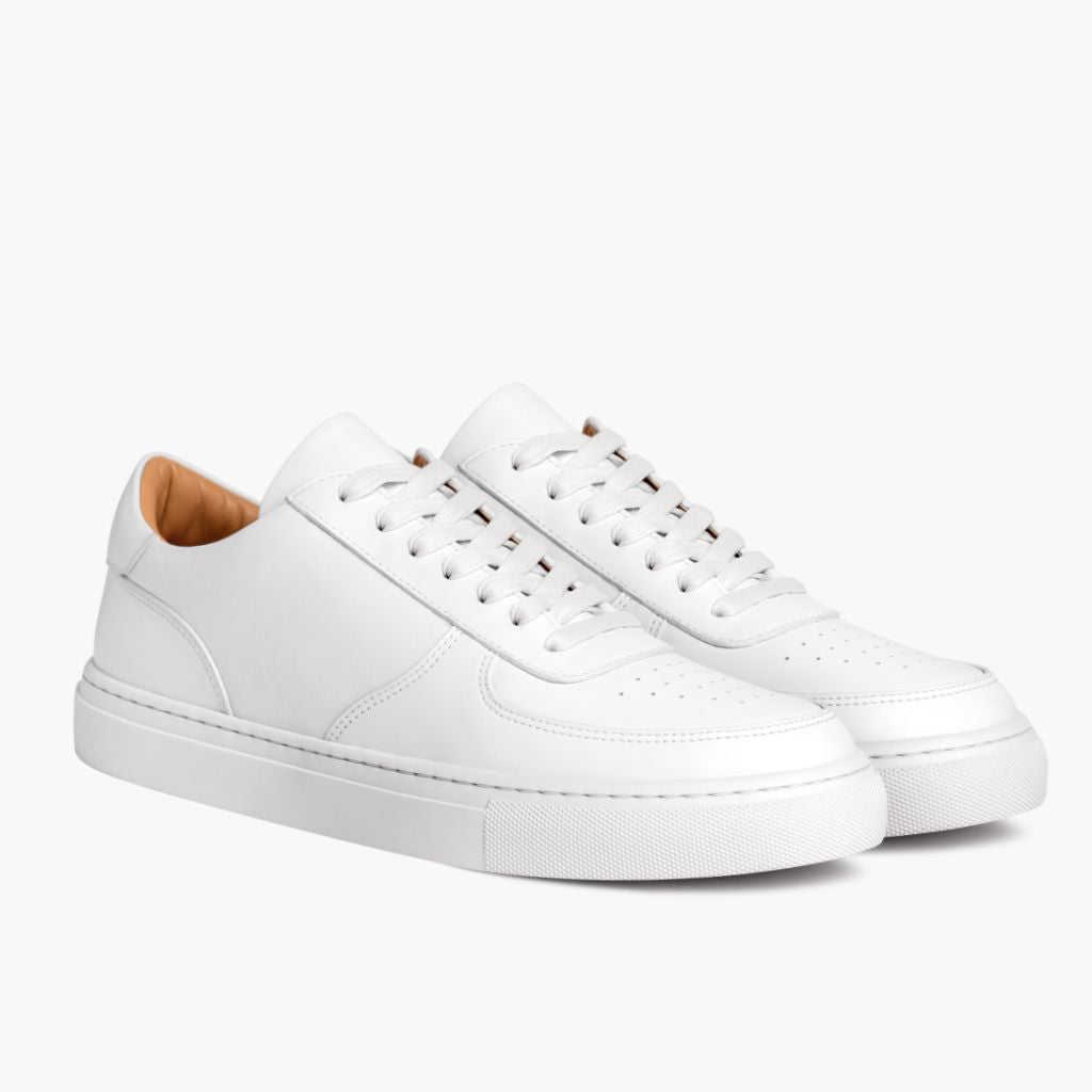 Court Weiß Leder-Sneaker für Herren in White Full-Grain Leather - Seitenansicht | Online Kaufen