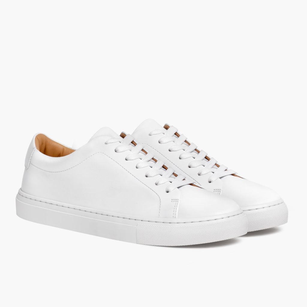 Encore White Leather Sneakers in White Full-Grain Leather - Seitenansicht | Online Kaufen