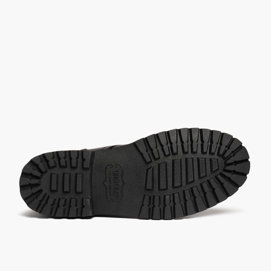 High-Traction Rubber Outsole & Lug Tread Pattern on Hero Schwarz Lederstiefel für Herren