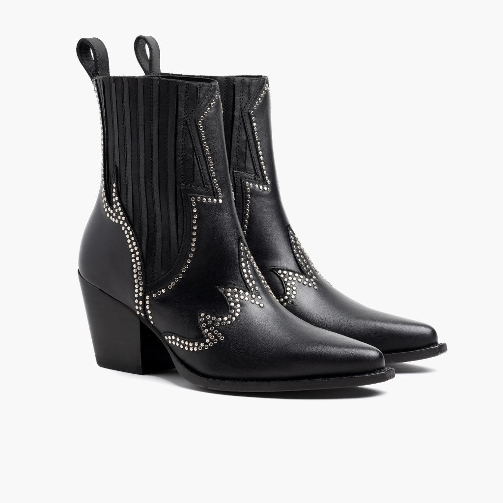 Black Full-Grain leather Boots - Rahmengenähte Goodyear-Welt-Konstruktion & vordere Zehenkappe