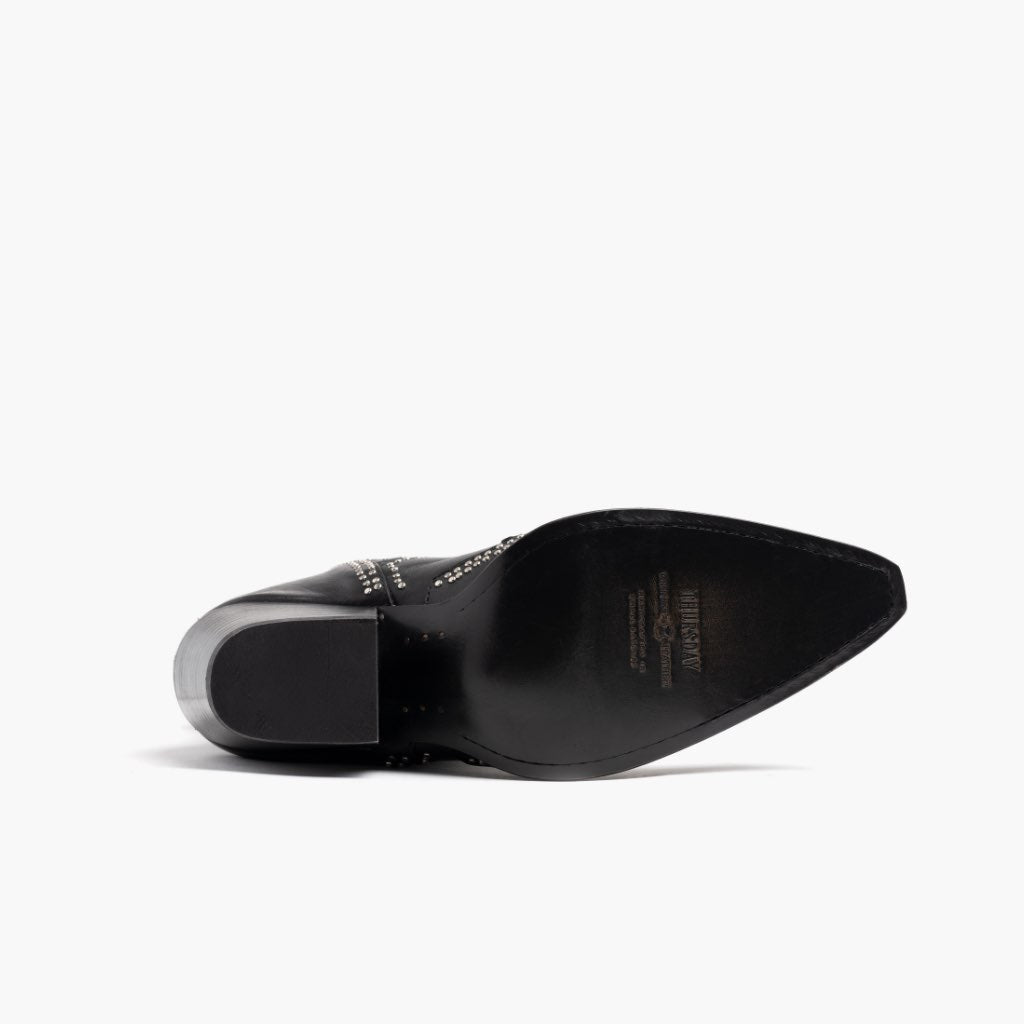 High-Traction Rubber Outsole & Lug Tread Pattern on Icon Schwarz Lederstiefel für Damen