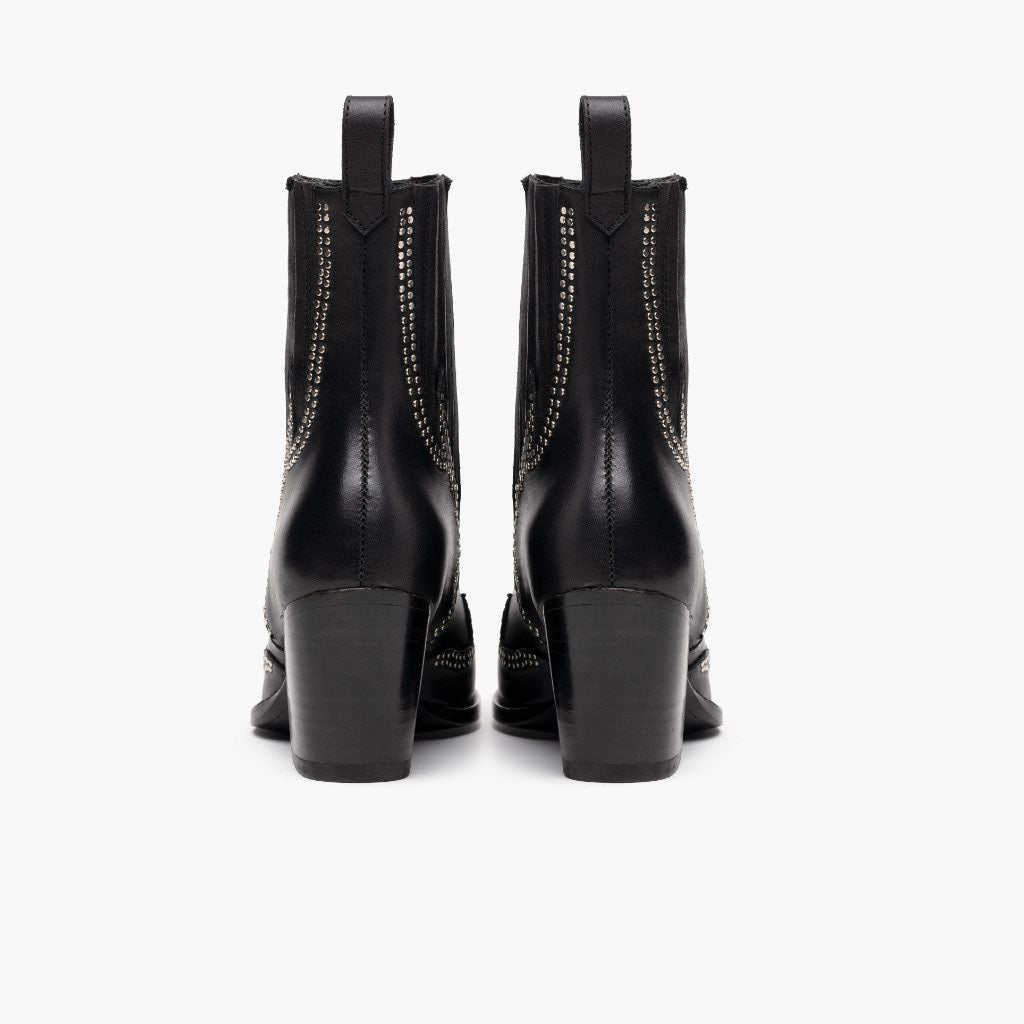 Icon Schwarz Lederstiefel für Damen - Verstärkte Fersenkappe & präzise Doppelnaht