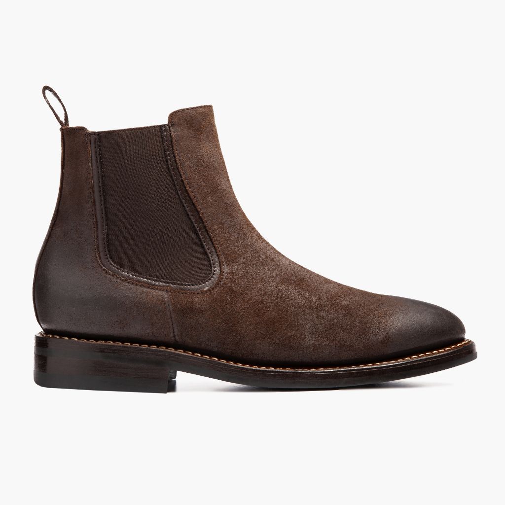 Chocolate Goatskin Suede Leather Boots - Rahmengenähte Goodyear-Welt-Konstruktion & vordere Zehenkappe