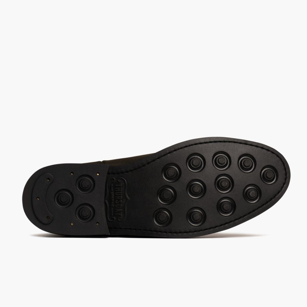High-Traction Rubber Outsole & Lug Tread Pattern on Duke Dunkeloliv Suede Lederstiefel für Herren