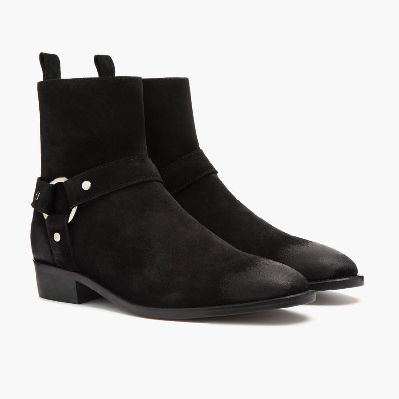 Harness Schwarz Suede Lederstiefel für Herren