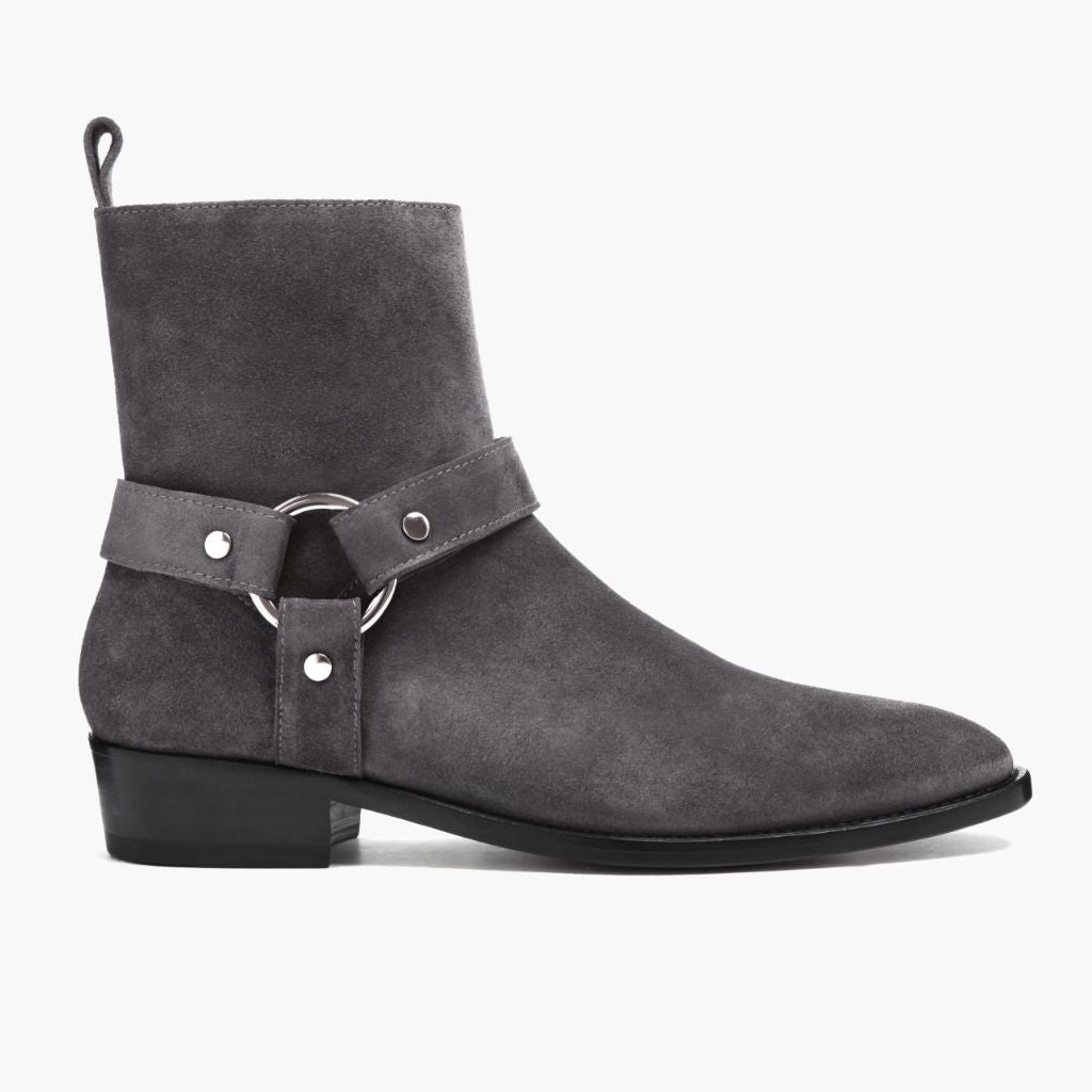 Grey Goatskin Suede Leather Boots - Rahmengenähte Goodyear-Welt-Konstruktion & vordere Zehenkappe