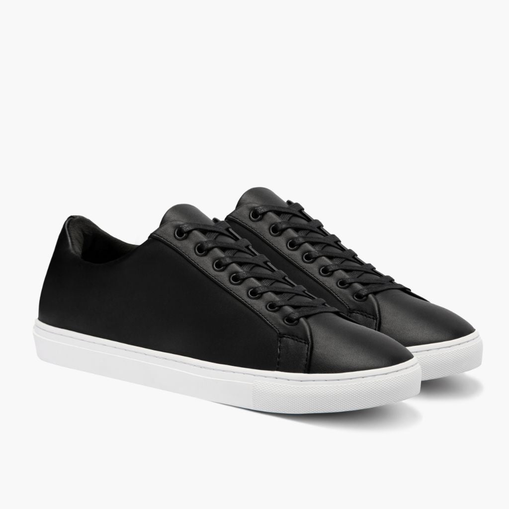 Premier Low Top Schwarz Leder-Sneaker für Herren For Men in schwarzem Rindleder - Seitenansicht | Online Kaufen