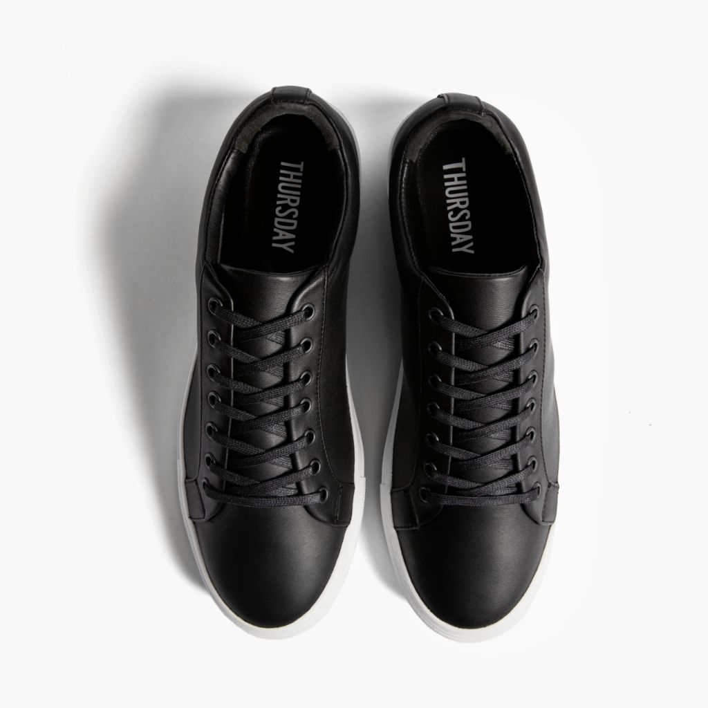 Premier Low Top Schwarz Leder-Sneaker für Herren For Men - Verstärkte Fersenkappe & präzise Doppelnaht