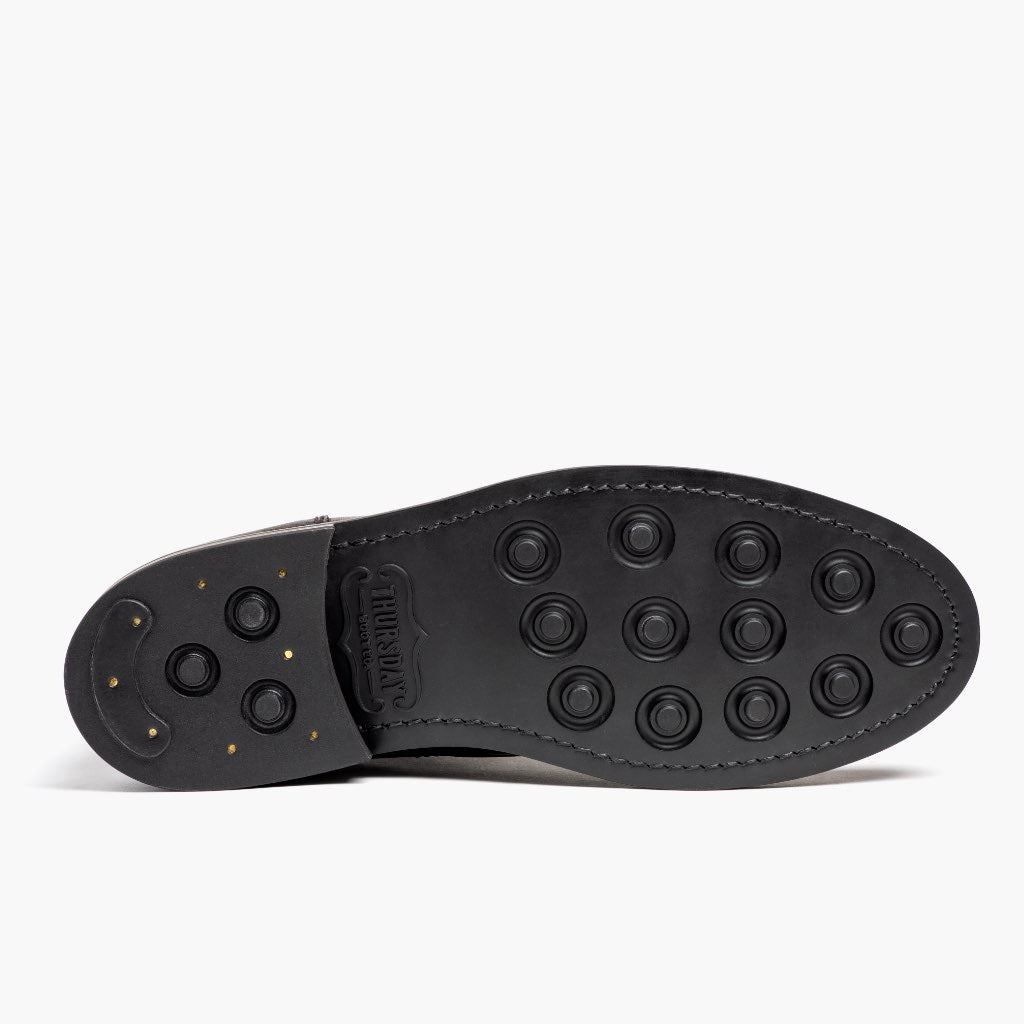 High-Traction Rubber Outsole & Lug Tread Pattern on President Kaffeeschwarz Lederstiefel für Herren For Men