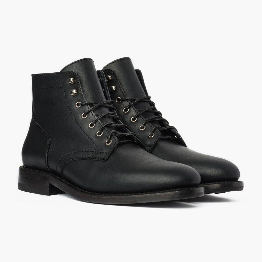 President Mattschwarz Lederstiefel für Herren For Men in schwarzem Rindleder - Seitenansicht | Online Kaufen