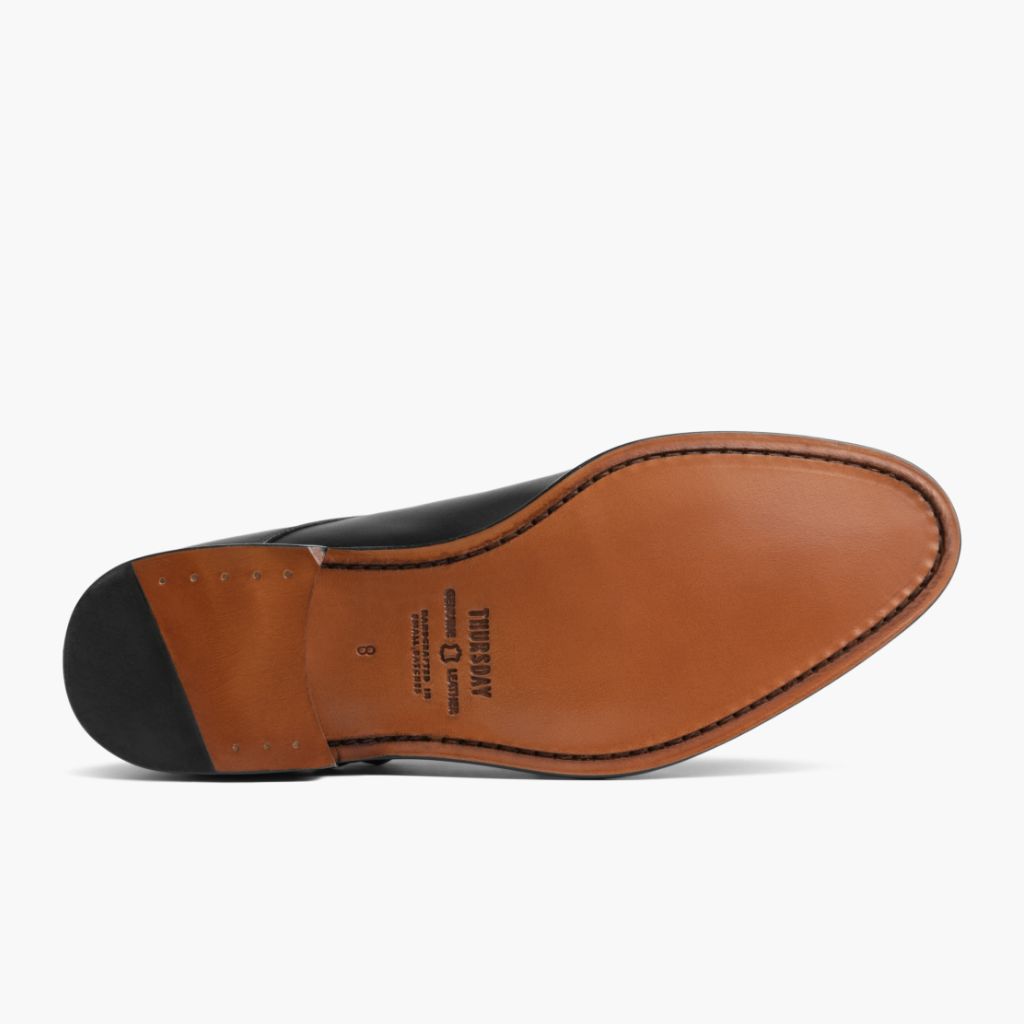 High-Traction Rubber Outsole & Lug Tread Pattern on Saint Schwarz Leder-Loafer für Herren For Men