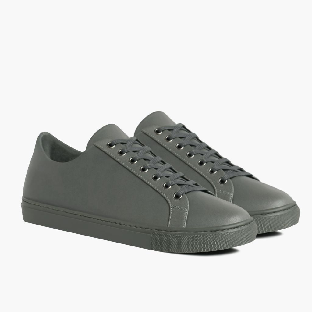 Premier Low Top Grau Leder-Sneaker für Herren For Men in Grey Full-Grain Leather - Seitenansicht | Online Kaufen