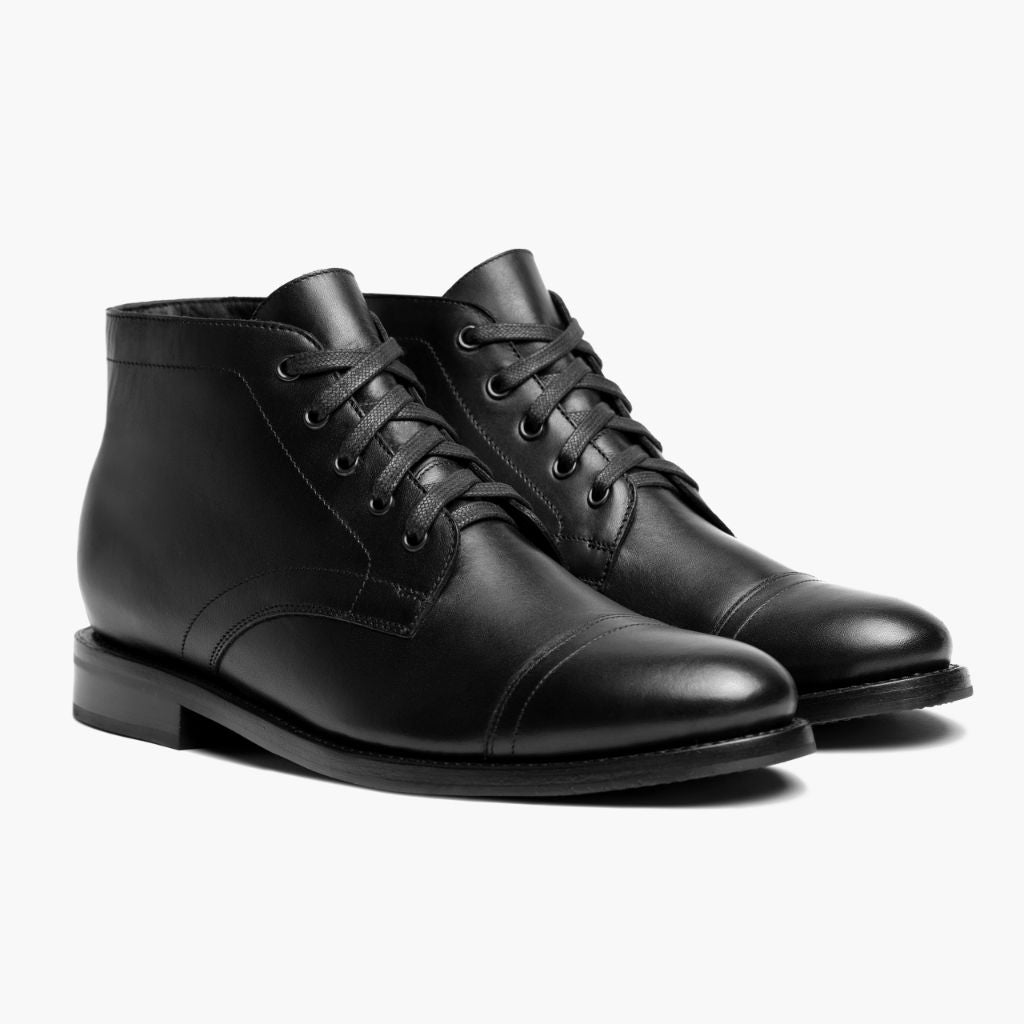 Cadet Schwarz Lederstiefel für Herren in schwarzem Rindleder - Seitenansicht | Online Kaufen