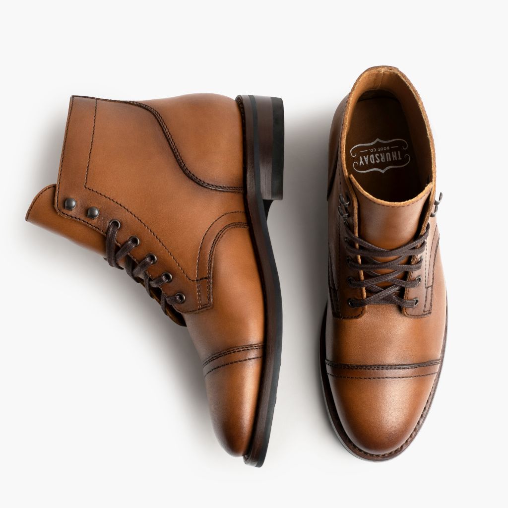 Captain Toffee-Braun Lederstiefel für Herren - Verstärkte Fersenkappe & präzise Doppelnaht