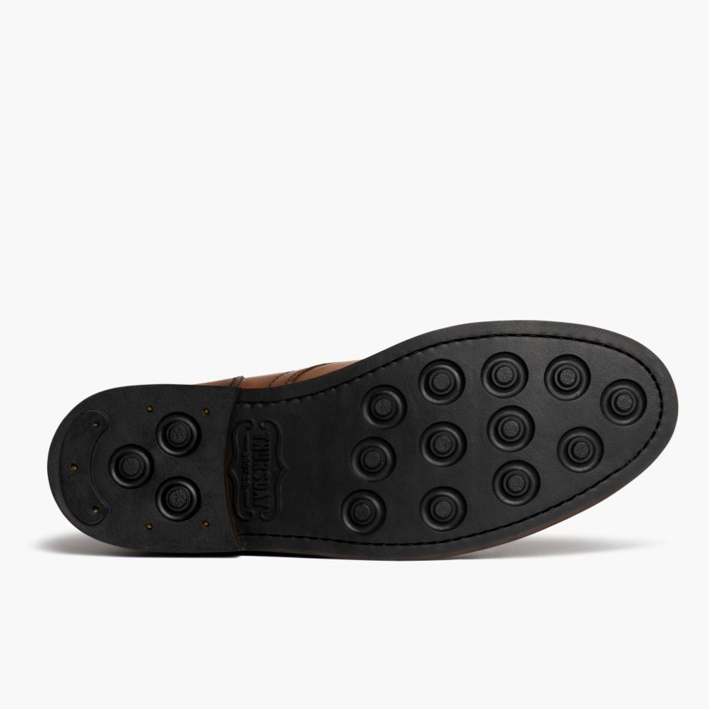 High-Traction Rubber Outsole & Lug Tread Pattern on Captain Toffee-Braun Lederstiefel für Herren