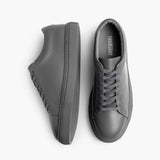 Encore Steel Grey Leather Sneakers - Reinforced Heel Counter & Precision Double-Row Stitching Detail
