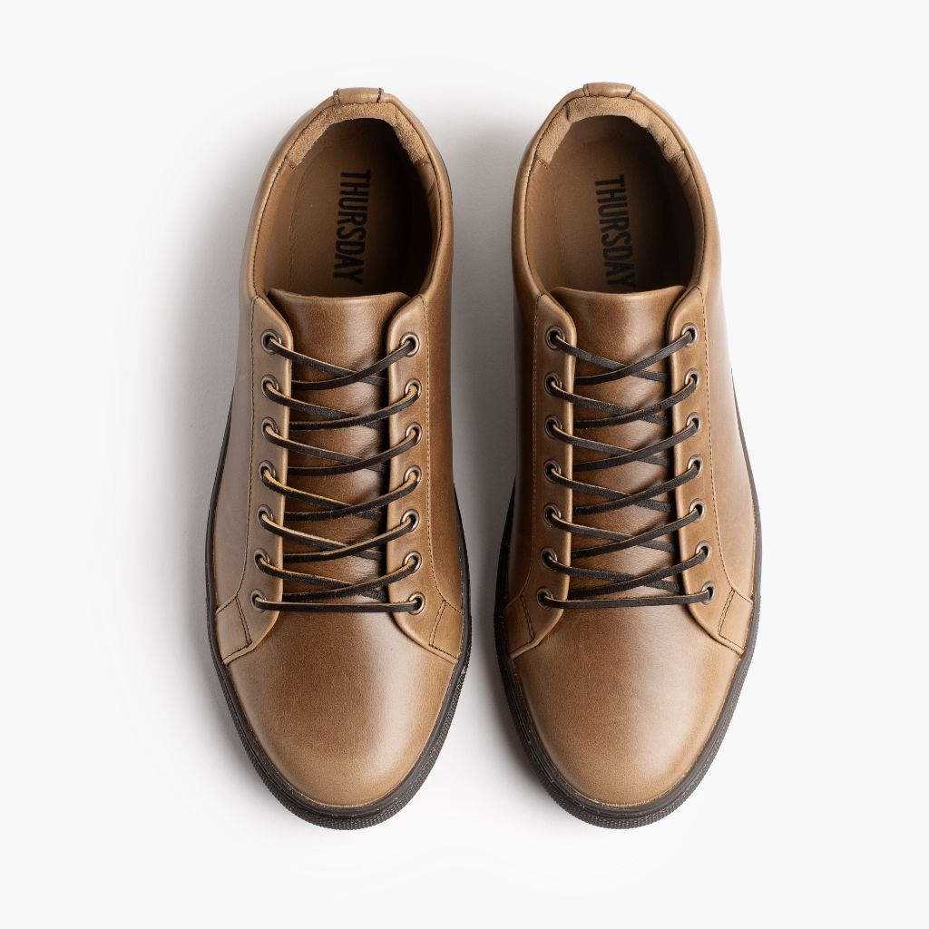 Premier Low Top Natural Leder-Sneaker für Herren For Men - Verstärkte Fersenkappe & präzise Doppelnaht
