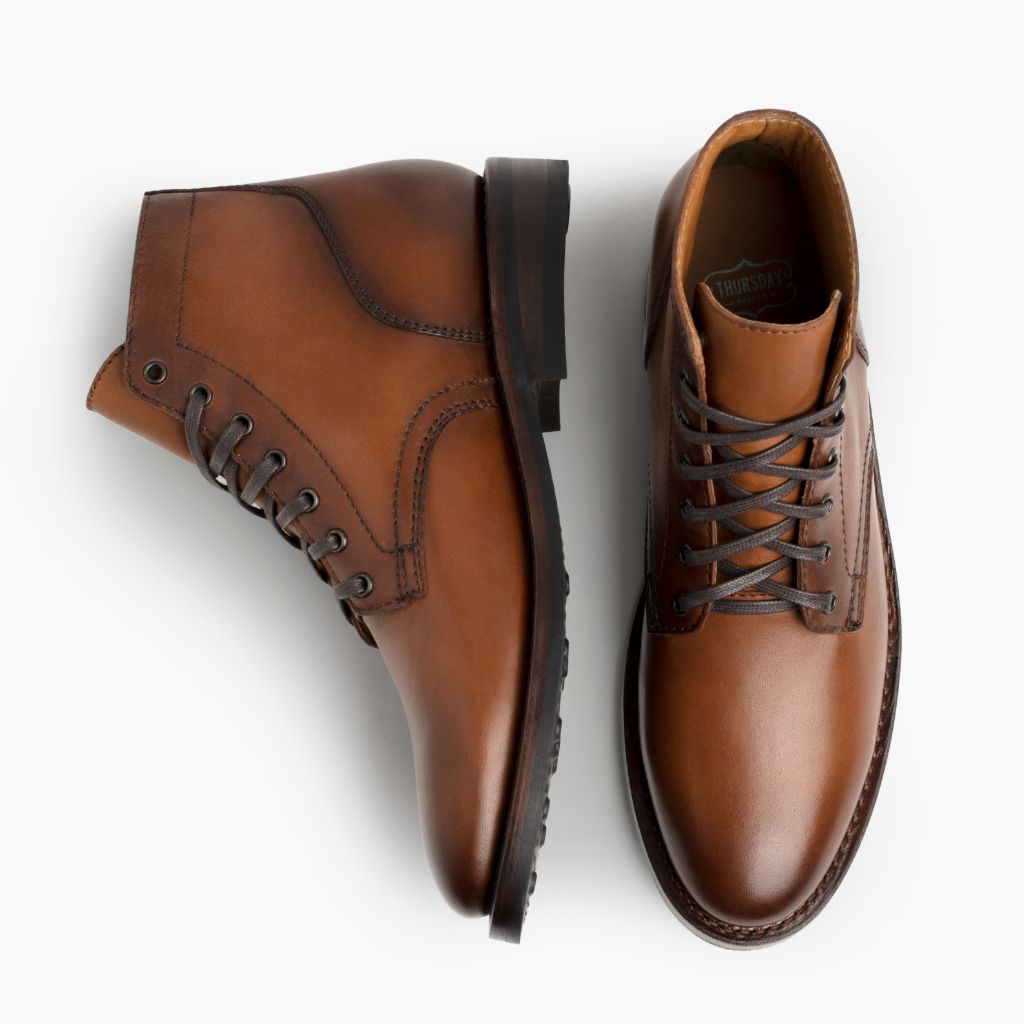 President Brandy-Braun Lederstiefel für Herren For Men - Verstärkte Fersenkappe & präzise Doppelnaht