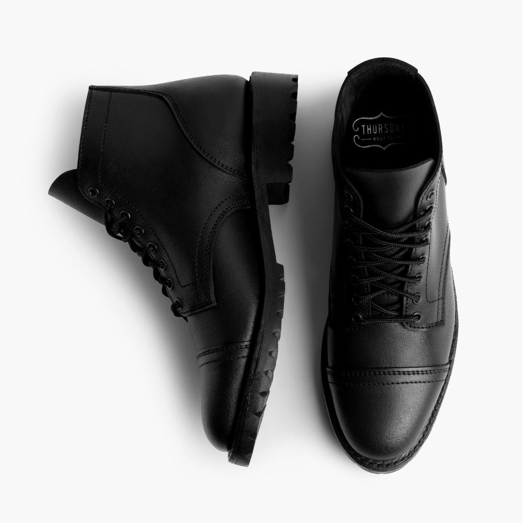 Vanguard Schwarz Waxed Roughout Lederstiefel für Herren For Men - Verstärkte Fersenkappe & präzise Doppelnaht