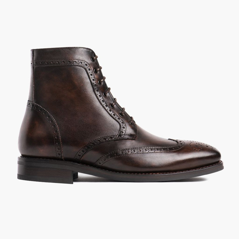 Wingtip Dark Oak Leather Boots für Herren