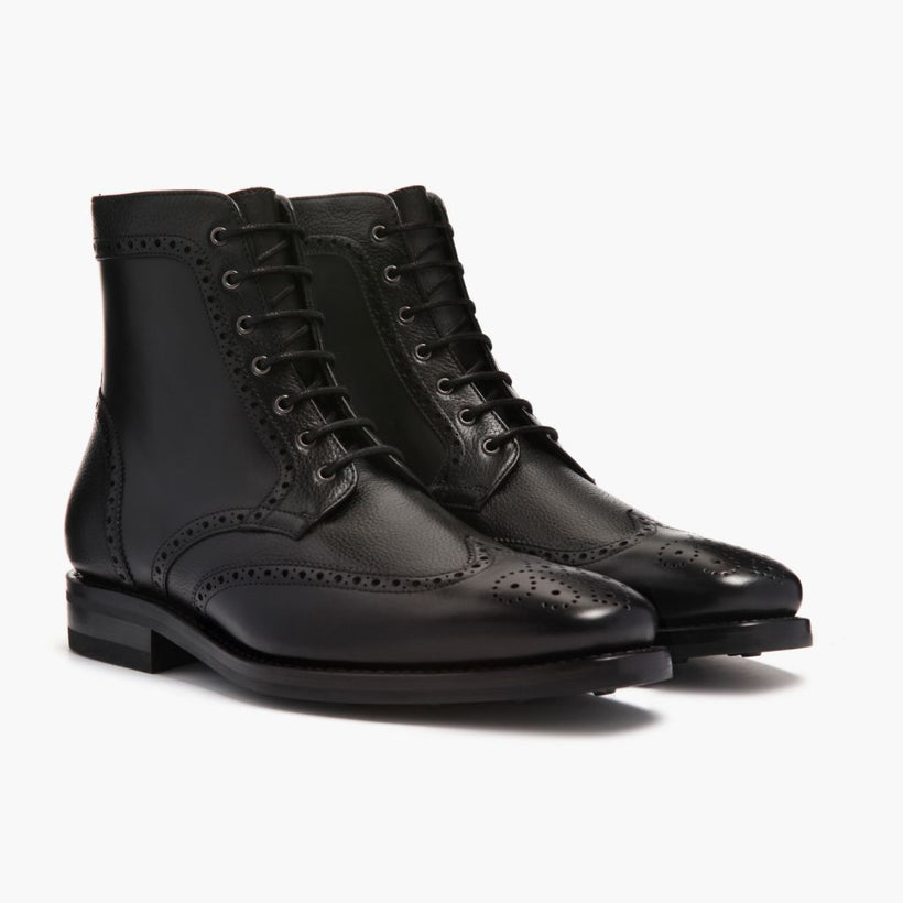 Wingtip Schwarz Leather Boots für Herren