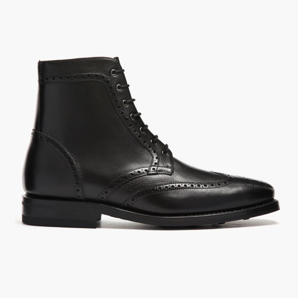 Black Full-Grain leather Boots - Goodyear Welt Construction & Front Toe Box Detail
