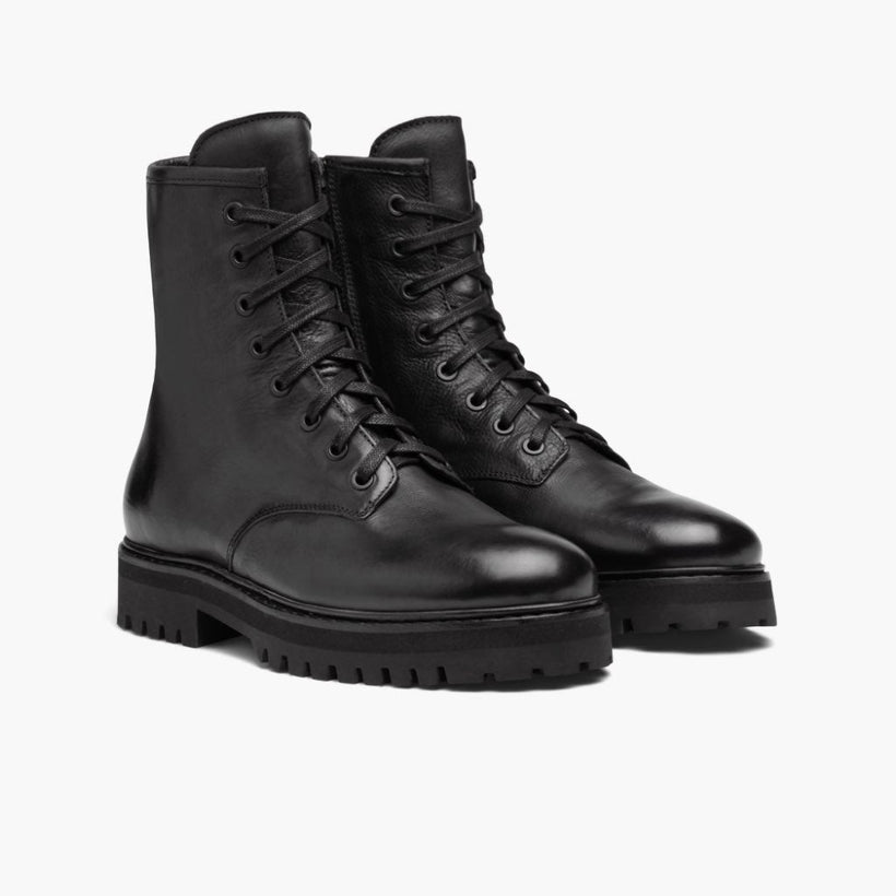 Combat Schwarz Leather Boots für Damen