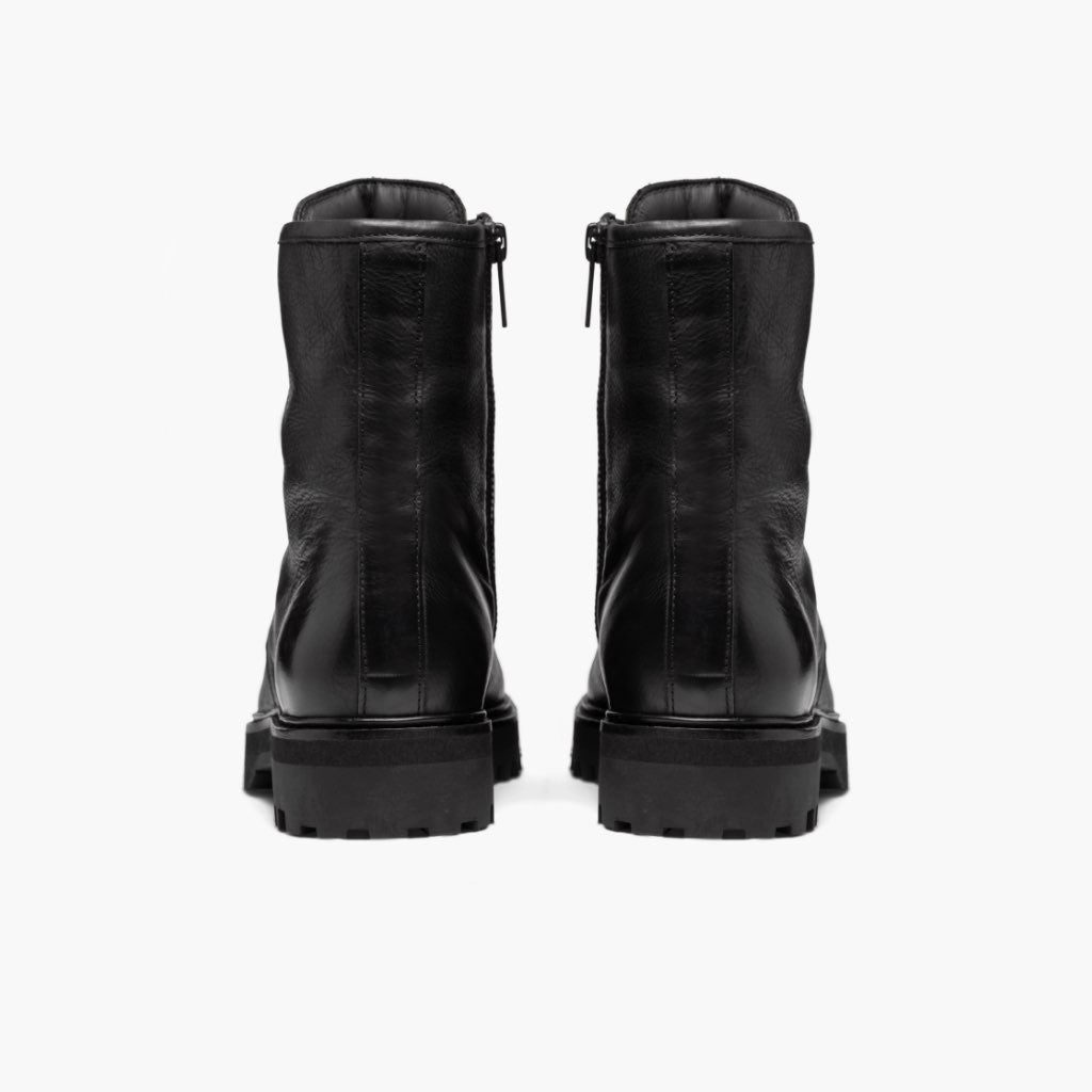 Combat Schwarz Lederstiefel für Damen - Verstärkte Fersenkappe & präzise Doppelnaht