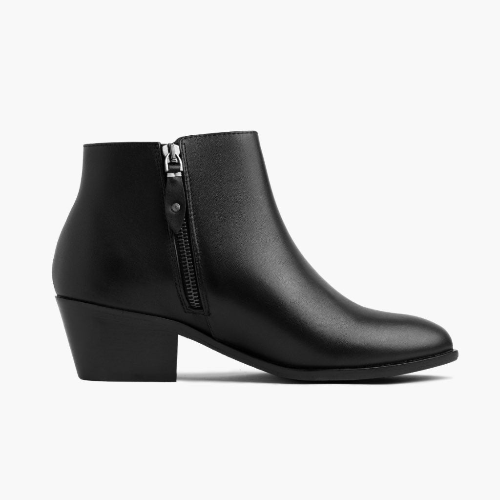 Downtown Schwarz Lederstiefel für Damen - Verstärkte Fersenkappe & präzise Doppelnaht