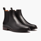 Black Full-Grain leather Boots - Goodyear Welt Construction & Front Toe Box Detail