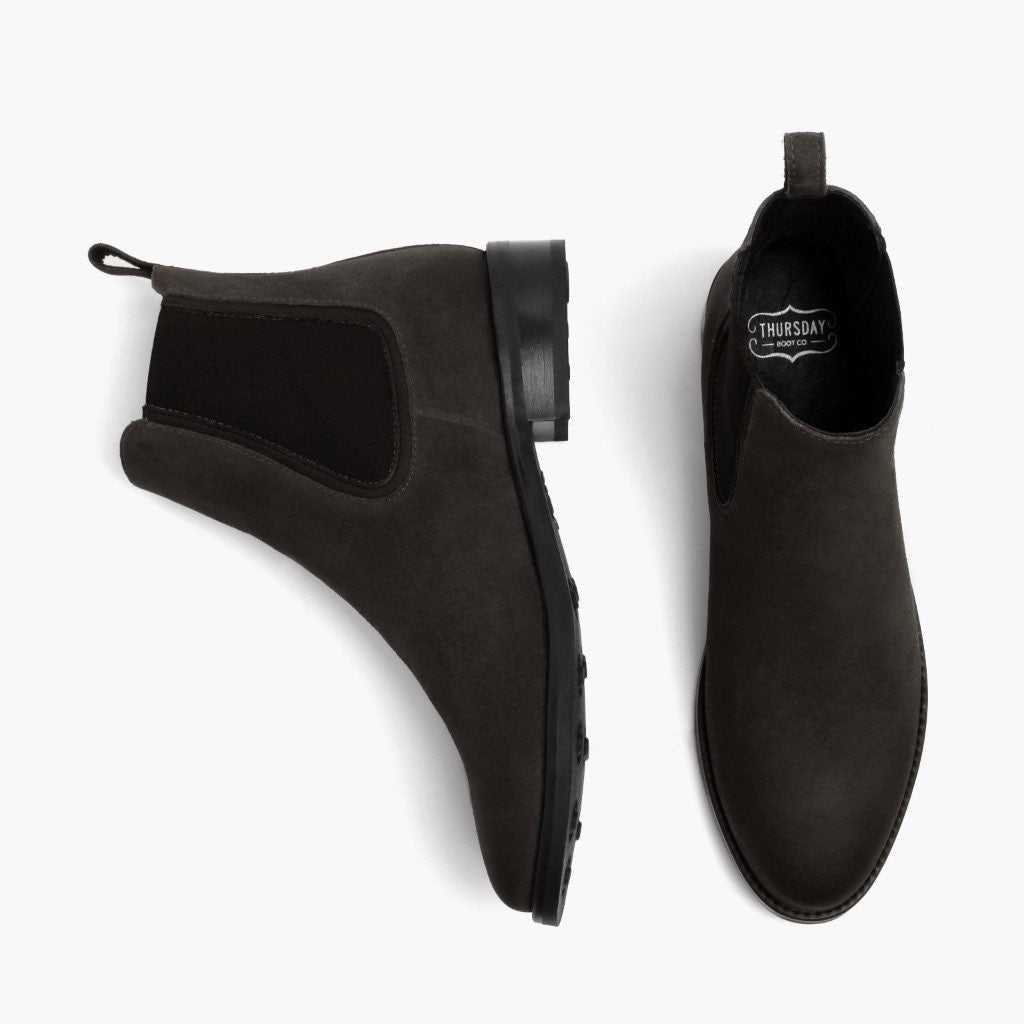 High-Traction Rubber Outsole & Lug Tread Pattern on Duchess Schattengrau Lederstiefel für Damen