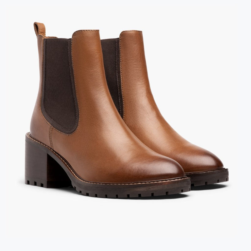Knockout Toffee-Braun Lederstiefel für Damen
