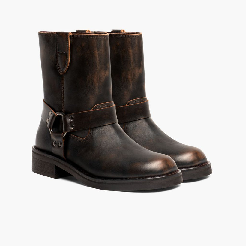 Outlaw Vintage-Braun Lederstiefel für Damen