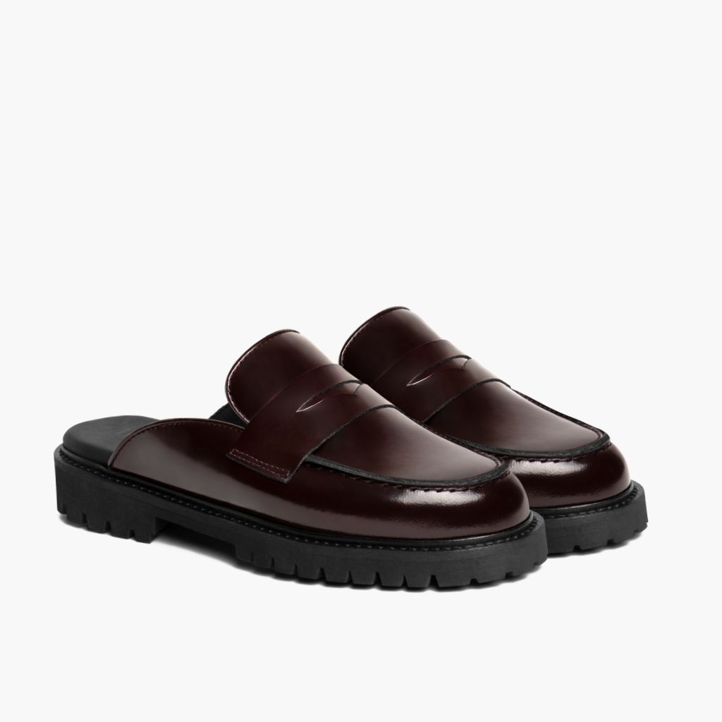 Penny Mule Burgunderrot Lederstiefel für Damen in Burgundy Full-Grain Leather - Seitenansicht | Online Kaufen